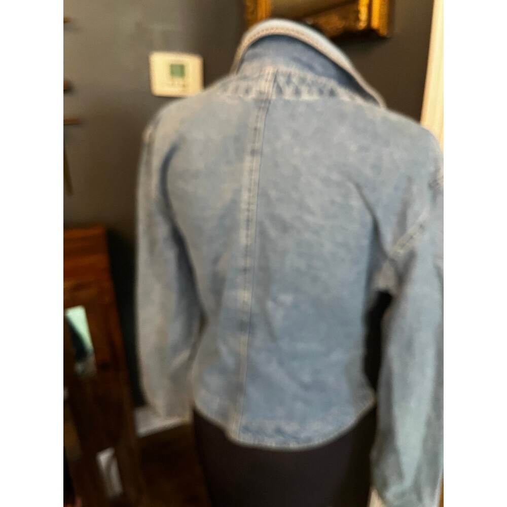 Vintage 90’s Y2K Cache’ by Isabella Sole Denim Leather Patchwork Studs Jacket M - Picture 8 of 9